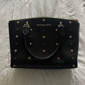 Michael Kors black leather with gold studs
